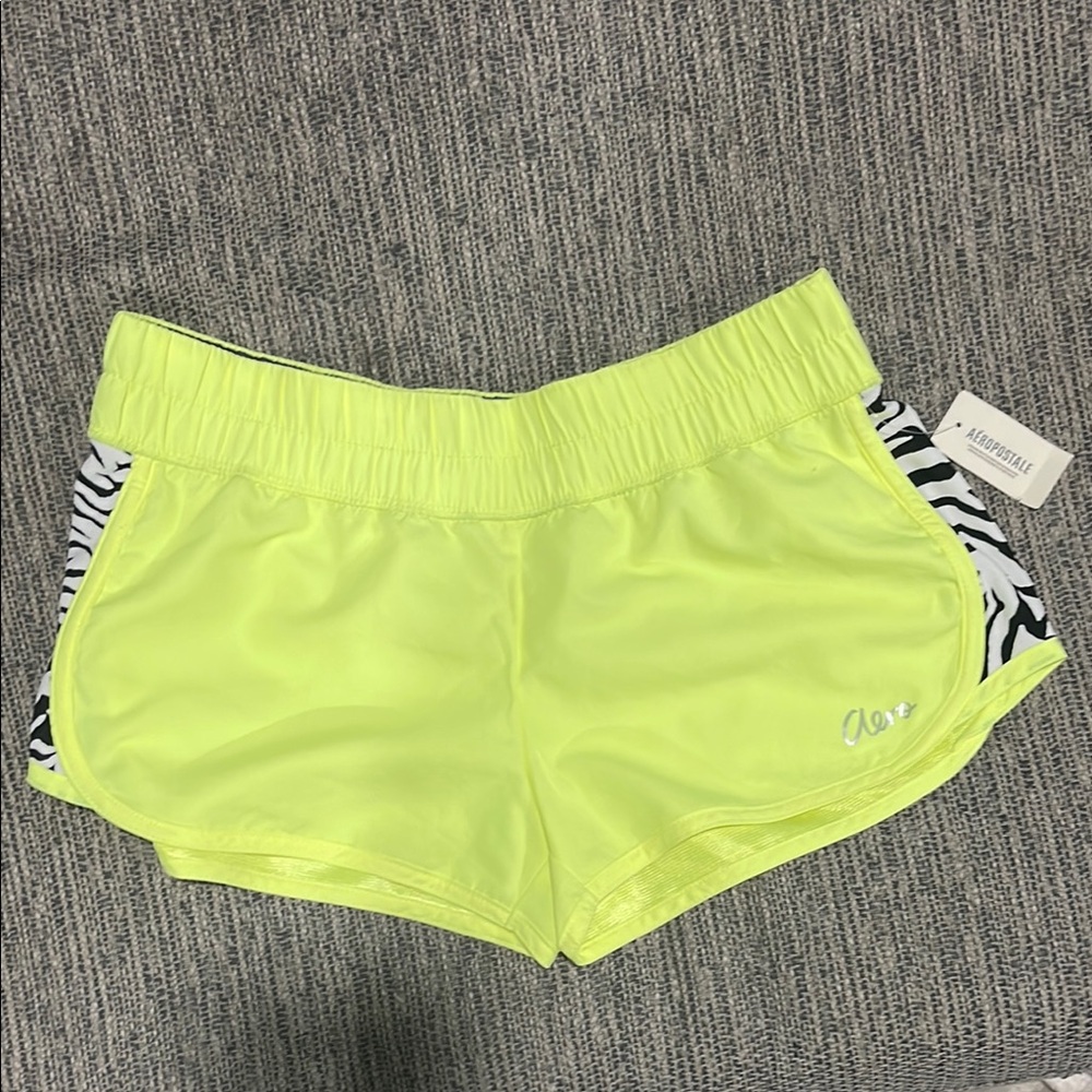 Aeropostale Neon Yellow Zebra Print Shorts‎ Small NWT Animal Print Shorty